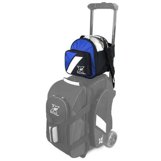 Tenth Frame Deluxe Add-On - 1 Ball Add-On Bowling Bag (Blue - on Roller Bag)
