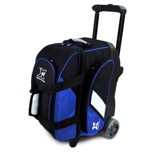 Tenth Frame Deluxe Double - 2 Ball Roller Bowling Bag (Blue - Standing)