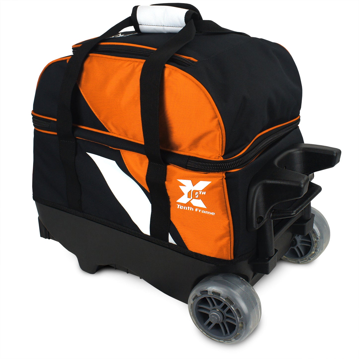 Tenth Frame Deluxe Double - 2 Ball Roller Bowling Bag (Orange - Rear 3/4)