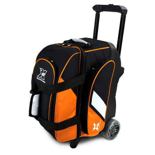 Tenth Frame Deluxe Double - 2 Ball Roller Bowling Bag (Orange - Standing)