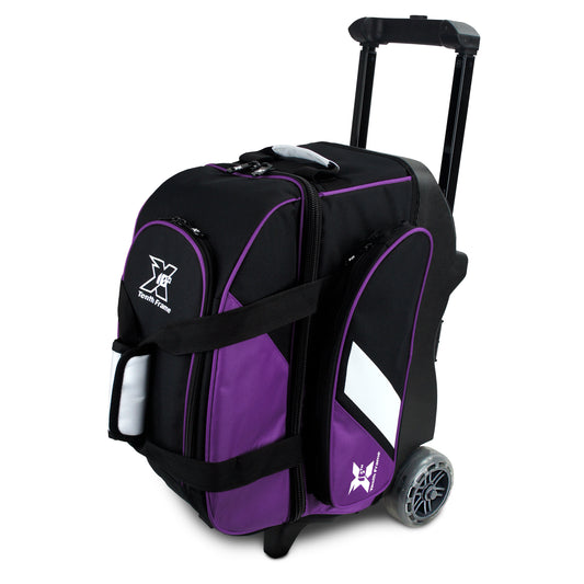 Tenth Frame Deluxe Double - 2 Ball Roller Bowling Bag (Purple - Standing)
