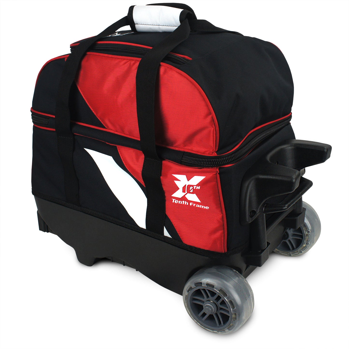 Tenth Frame Deluxe Double - 2 Ball Roller Bowling Bag (Red - Rear 3/4)