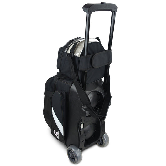 Tenth Frame Deluxe Double Bundle - 2 Ball Roller with a 1 Ball Add-On Bowling Bag (Black - Back)