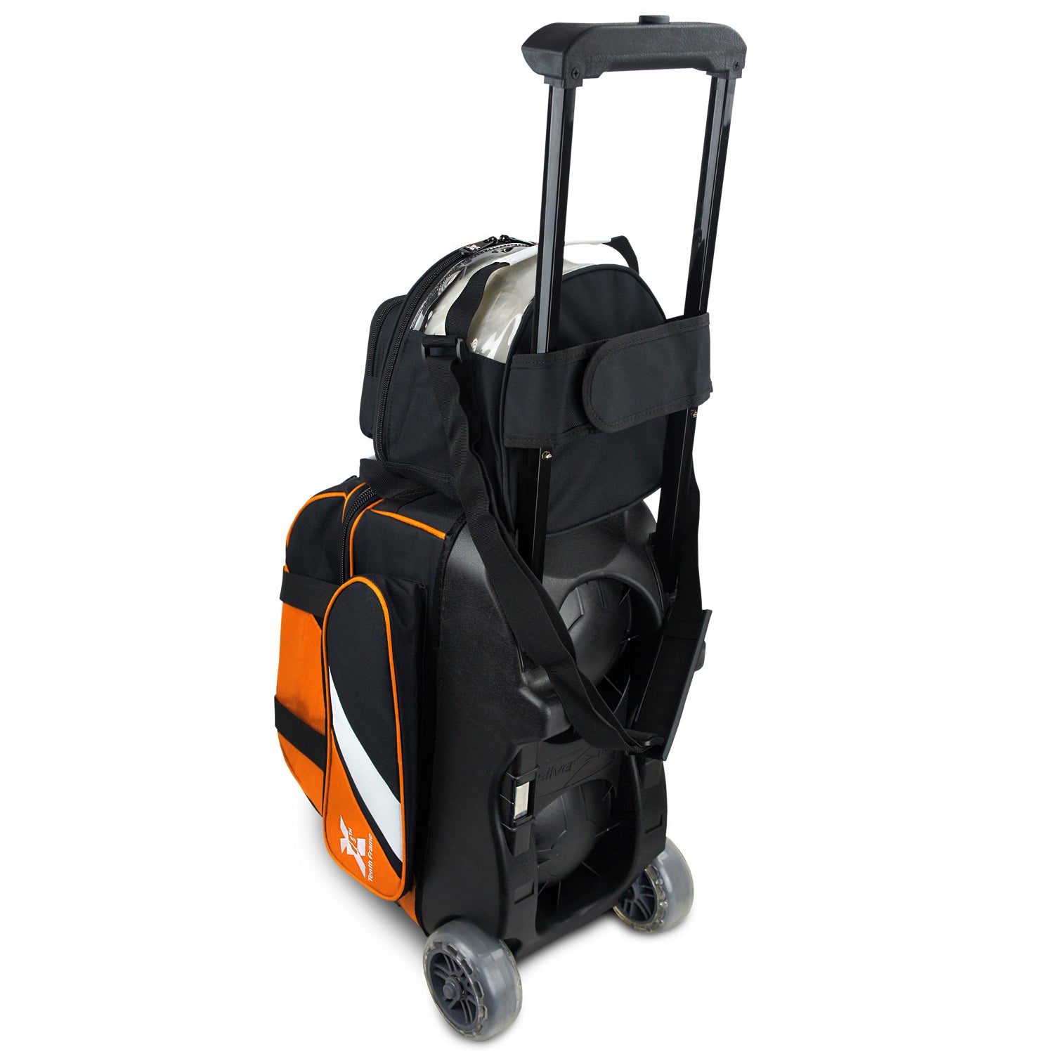 Tenth Frame Deluxe Double Bundle - 2 Ball Roller with a 1 Ball Add-On Bowling Bag (Orange - Back)