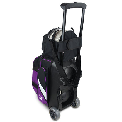 Tenth Frame Deluxe Double Bundle - 2 Ball Roller with a 1 Ball Add-On Bowling Bag (Purple - Back)