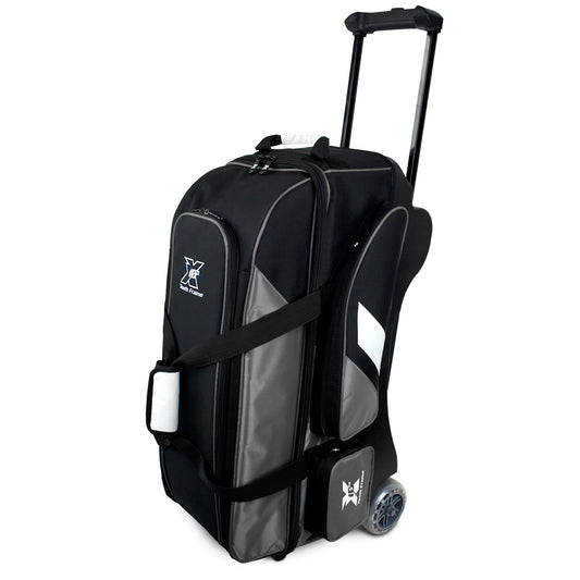 Tenth Frame Deluxe Triple - 3 Ball Roller Bowling Bag (Grey - Standing)
