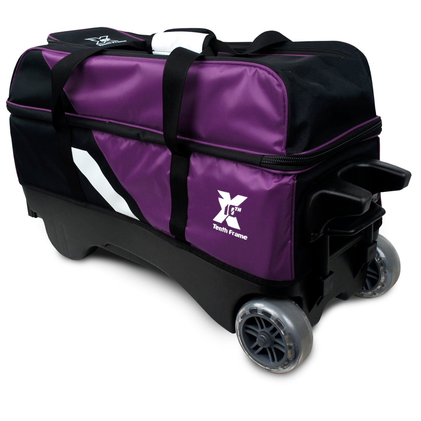 Tenth Frame Deluxe Triple - 3 Ball Roller Bowling Bag (Purple - Rear 3/4)