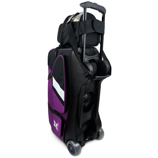 Tenth Frame Deluxe Triple Bundle - 3 Ball Roller with a 1 Ball Add-On Bowling Bag (Purple - Back)