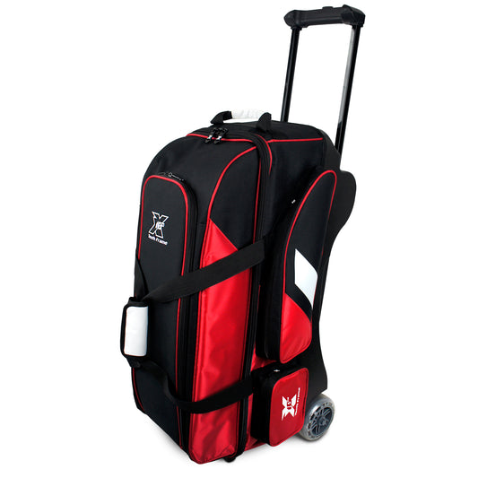 Tenth Frame Deluxe Triple - 3 Ball Roller Bowling Bag (Red - Standing)