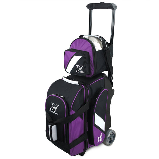 Tenth Frame Deluxe Double Bundle - 2 Ball Roller with a 1 Ball Add-On Bowling Bag (Purple)
