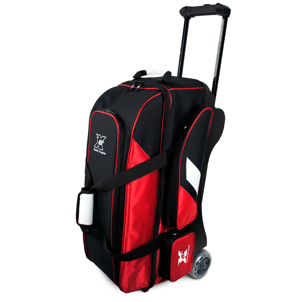 Tenth Frame Deluxe Triple Roller Bowling Bag Red Tenth Frame Bowling