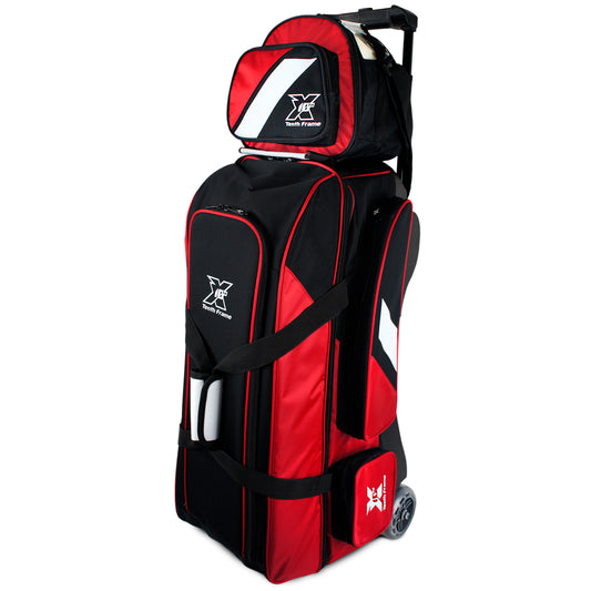 Tenth Frame Deluxe Triple Bundle - 3 Ball Roller with a 1 Ball Add-On Bowling Bag (Red)