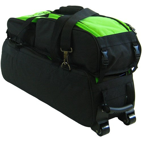 Tenth Frame Glide Triple Tote Roller Bowling Bag with Shoe Pouch - Retired (Lime Green - Wheels)